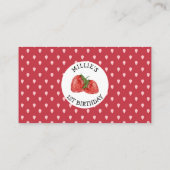 Carte D'accompagnement Détails de l'Anniversaire de enfant fraise (Dos)