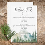 Carte D'accompagnement Détails de l'aquarelle de la scène du lac Rustic M<br><div class="desc">Échappez à une retraite sereine en montagne avec votre carte de boîtier de détails mariages. Ce design exquis présente un tableau d'aquarelle époustouflant d'une montagne majestueuse, ses pentes drapées de pins luxuriants, reflétant leur beauté dans les eaux cristallines en contrebas. Les tons naturels doux du bronzage, du vert, du blues...</div>