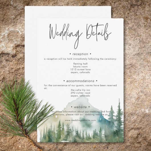 Carte D'accompagnement Détails de l'aquarelle de la scène du lac Rustic M