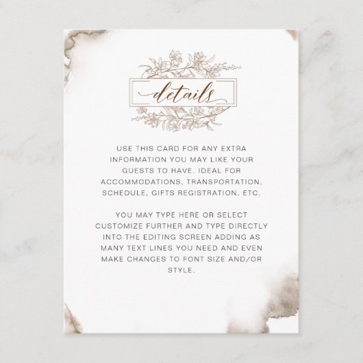 Carte D'accompagnement Détails de l'aquarelle des tons de terre (Devant)