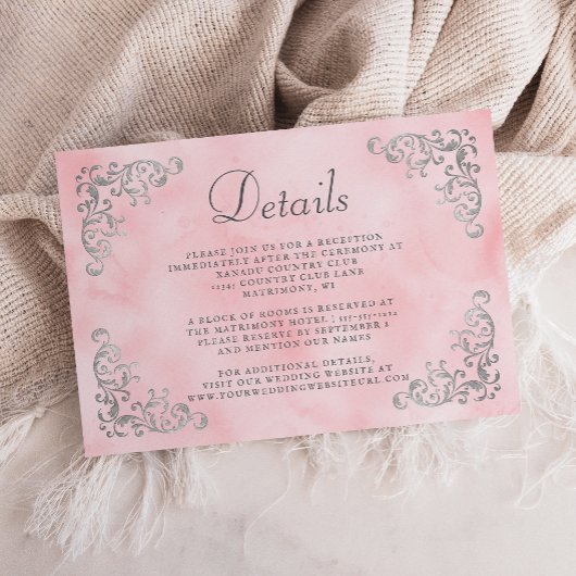 Carte D'accompagnement Détails de l'aquarelle rose vif vintage