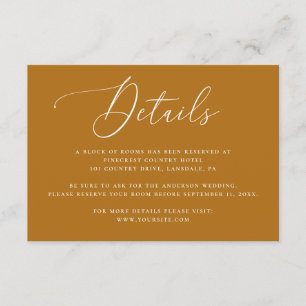 Carte D'accompagnement Détails de l'hôtel de mariage Brun Moutarde Héberg