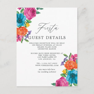 Carte D'accompagnement Détails de l'invité de mariage Fiesta Floral Aquar