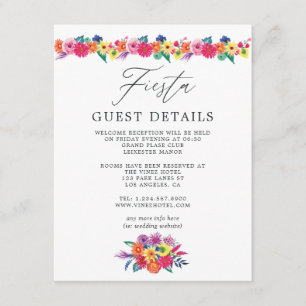 Carte D'accompagnement Détails de l'invité de mariage Fiesta Floral Aquar