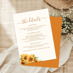 Carte D'accompagnement Détails de l'invité de mariage floral automne bohè