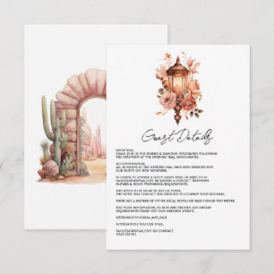 Carte D'accompagnement Détails de l'invité de mariage floral Boho rustiqu