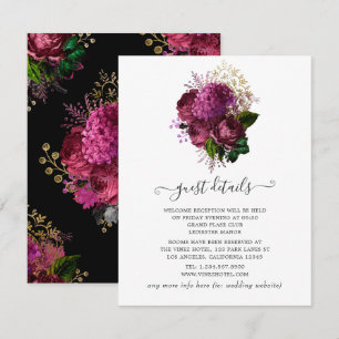Carte D'accompagnement Détails de l'invité de mariage floral Marsala et O