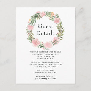 Carte D'accompagnement Détails de l'invité de mariage floral rose tropica