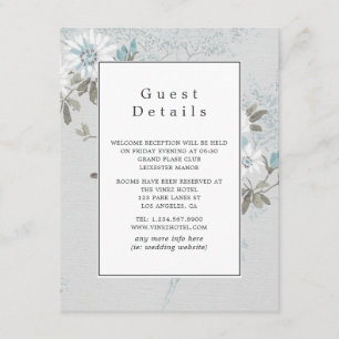 Carte D'accompagnement Détails de l'invité Mariage blanc