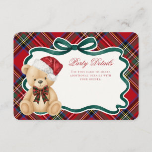 Carte D'accompagnement Détails de l'ours de Noël à carreaux tartan rouge