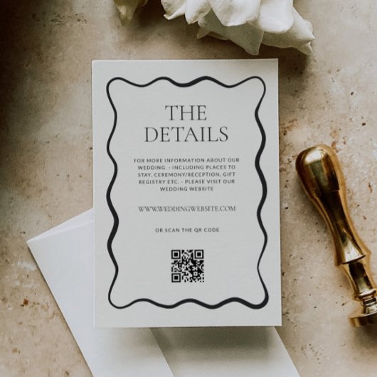 Carte D'accompagnement Détails de mariage à bordure ondulée Charbon