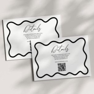 Carte D'accompagnement Détails de mariage à bordure ondulée élégante noir