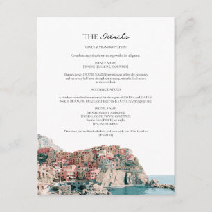Carte D'accompagnement Détails de mariage à Cinque Terre Village sur fala