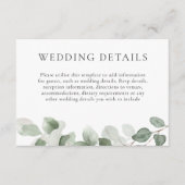 Carte D'accompagnement Détails de mariage à feuille verte élégante Récept (Devant)