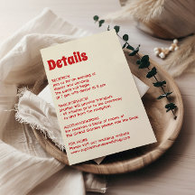 Détails de mariage à la typographie Rétro Rouge &