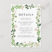 Carte D'accompagnement Détails de mariage à la verdure aquarelle (Devant)