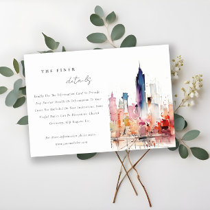 Carte D'accompagnement Détails de mariage à l'aquarelle de Chicago Illino