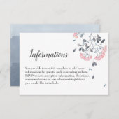 Carte D'accompagnement Détails de mariage à l'aquarelle gris rose chic él (Devant / Derrière)