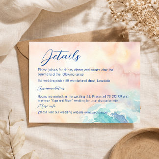 Carte D'accompagnement Détails de mariage à l'aquarelle pastel élégante