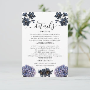 Carte D'accompagnement Détails de mariage à l'écriture classique florale