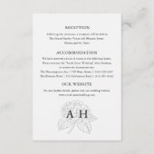 Carte D'accompagnement Détails de mariage à l'hortensia minimal noir et b (Dos)