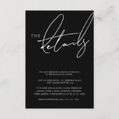 Carte D'accompagnement Détails de mariage à typographie de script noir si (Devant)