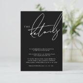 Carte D'accompagnement Détails de mariage à typographie de script noir si (Debout devant)