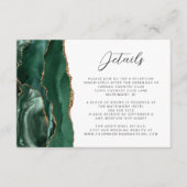 Carte D'accompagnement Détails de mariage Agate Émeraude Vert Or Script (Devant)