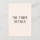 Carte D'accompagnement Détails de mariage amusants illustrés rétro manusc (Dos)