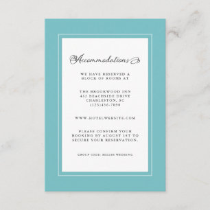 Carte D'accompagnement Détails de mariage Aqua et Blanc Bordures modernes
