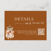 Carte D'accompagnement Détails de mariage au code QR Boho en terre cuite (Devant)