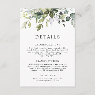 Carte D'accompagnement Détails de mariage au eucalyptus à l'aquarelle mod