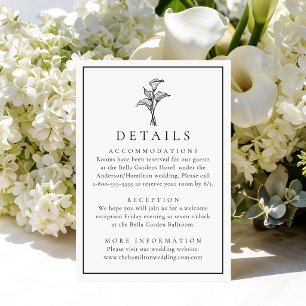Carte D'accompagnement Détails de mariage au lys calla classique