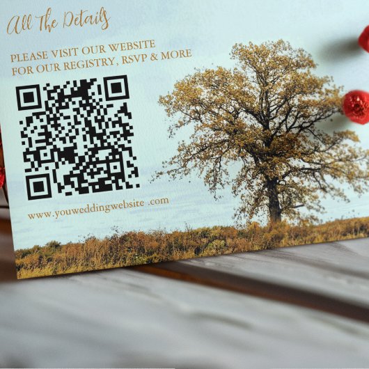 Carte D'accompagnement Détails de mariage automnal sous un chêne rustique