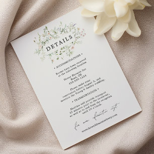 Carte D'accompagnement Détails de mariage aux fleurs sauvages rustiques v