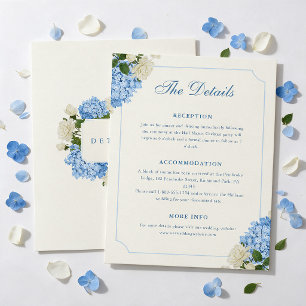 Carte D'accompagnement Détails de mariage aux hortensias bleus et roses b