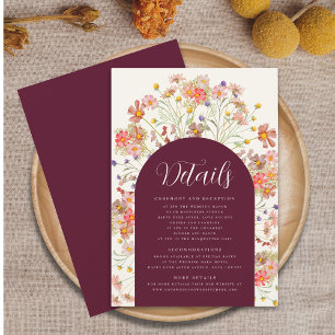 Carte D'accompagnement Détails de mariage avec arche florale rustique boh