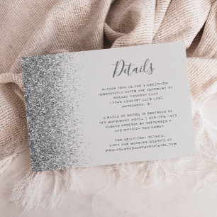 Carte D'accompagnement Détails de mariage avec bordure pailletée gris arg