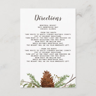Carte D'accompagnement Détails de mariage avec branches de sapin rustique