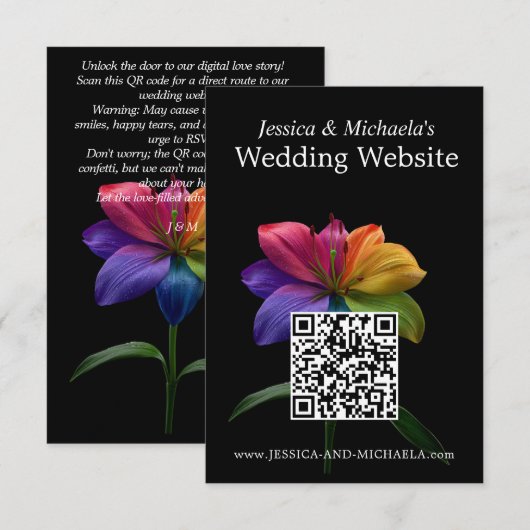 Carte D'accompagnement 🌈Détails de mariage avec code QR (Devant / Derrière)