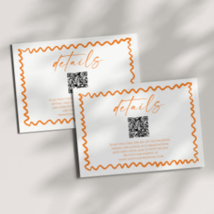 Carte D'accompagnement Détails de mariage avec code QR Citron Orange Fant
