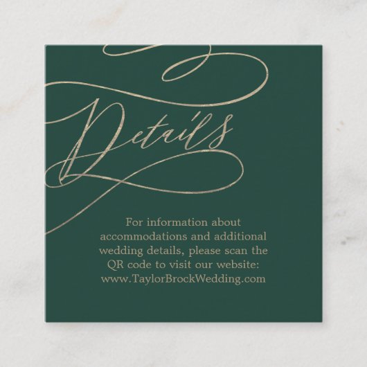 Carte D'accompagnement Détails de mariage avec code QR de calligraphie ve (Devant)