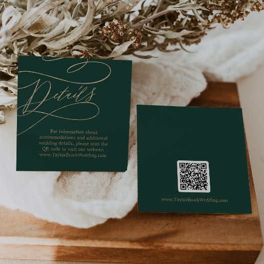 Carte D'accompagnement Détails de mariage avec code QR de calligraphie ve