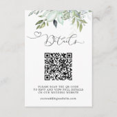 Carte D'accompagnement Détails de mariage avec code QR et feuillage de ve (Devant)