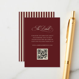 Carte D'accompagnement Détails de mariage avec code QR et rayures rétro B