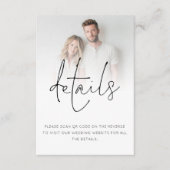 Carte D'accompagnement Détails de mariage avec code QR et superposition d (Devant)