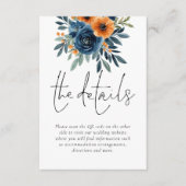 Carte D'accompagnement Détails de mariage avec code QR Fleurs Orange Brûl (Devant)