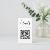 Carte D'accompagnement Détails de mariage avec code QR | Moderne Minimali (Debout devant)