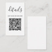 Carte D'accompagnement Détails de mariage avec code QR | Moderne Minimali (Devant / Derrière)