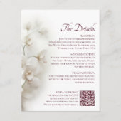 Carte D'accompagnement Détails de mariage avec code QR Orchidées blanches (Devant)